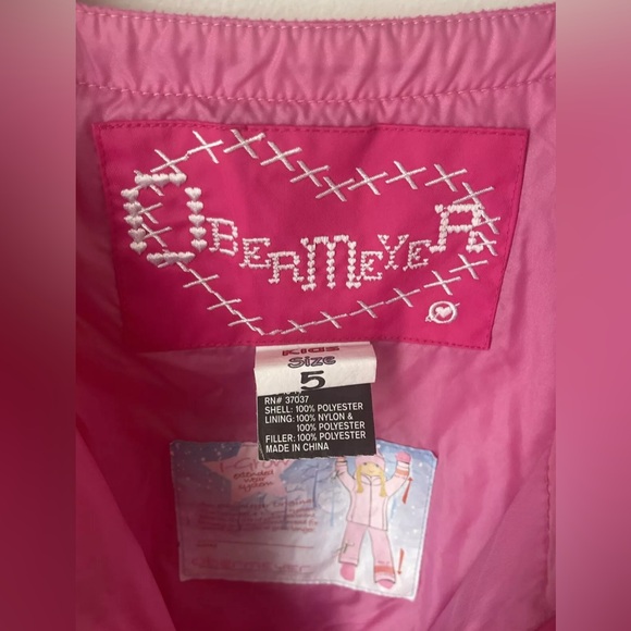 Girls Obermeyer Pink Jacket Snowsuit Hood Sz 5 Winter Ski Snowboard - Picture 9 of 15